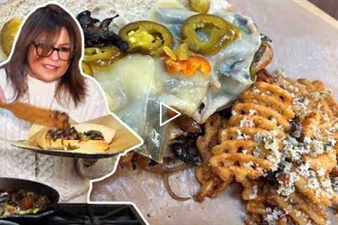 How to Make Portabella Phillys and Garlic Bread Waffle Fries | Rachael Ray