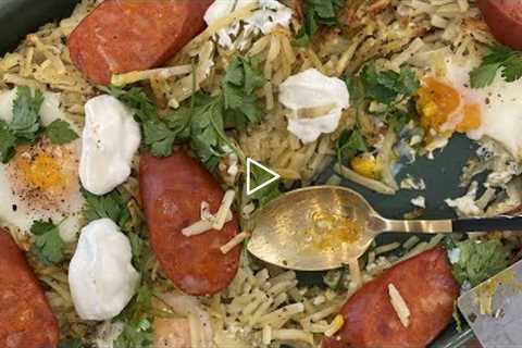 How to Make Sheet Pan Hash Browns With Eggs and Chorizo | Kristen Kish