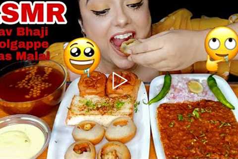 EATING INDIAN STREET FOOD | PAV BHAJI + GOLGAPPE + RAS MALAI | INDIAN FOOD ASMR