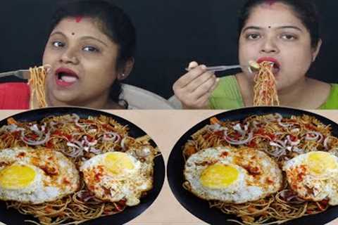 CHOWMEIN PASTA EGG POUCH EATING CHALLENGE || INDIAN EATING SHOW || food family &amp; more
