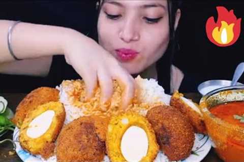 EATING DEVIL EGGS🥵SPICY CURRY🔥WITH RICE 🍚 ASMR INDIAN FOOD |@CrazyASMR25