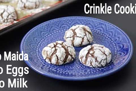 How To Make Chocolate Crinkles - Eggless, Dairy Free, Fudgy Chocolate Crinkle Cookies Recipe (Vegan)