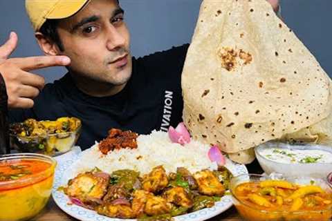 Eating Cheese Chilli, Daal Tadka, Aloo Pakora ki Sabji, Aloo Bengun With Rice &amp; Rumali Roti |..