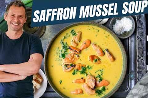 Deliciously Golden Saffron Mussel Soup | Mediterranean recipe finale