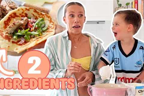 Make dinner with us! Easy &amp; HEALTHY 2 ingredient flat bread kids fave
