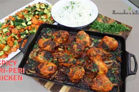 Peri - Peri Chicken with Rice &amp; Roasted Vegetables Recipe - spicy chicken and rice bowl dinner..