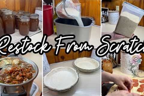 Restocking My Pantry &amp; Freezer From Scratch || Making Homemade Food Convenient
