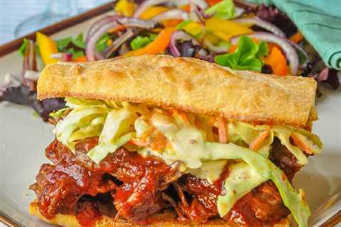 Honey Barbecue Pulled Beef Sandwiches with Creamy Dijon Coleslaw